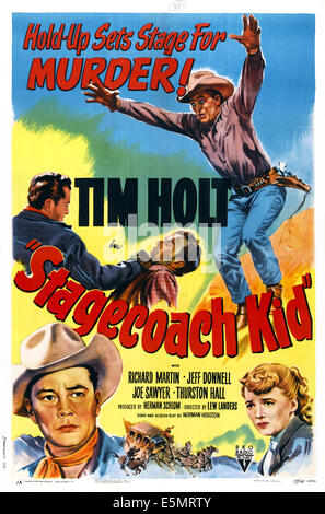 STAGECOACH KID, US poster, Tim Holt (top right), bottom from left: Tim Holt, Jeff Donnell, 1949 Stock Photo