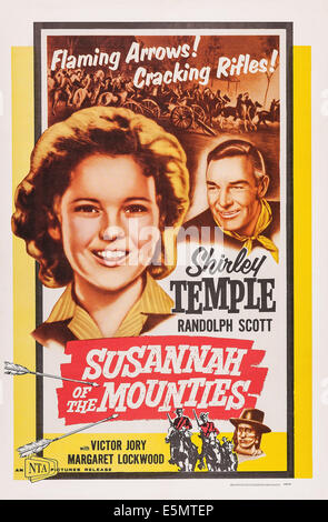 SUSANNAH OF THE MOUNTIES, US poster art, from left:  Shirley Temple, Randolph Scott, 1939. TM and Copyright ©20th Century Fox Stock Photo