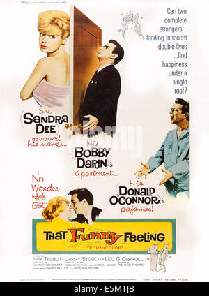 THAT FUNNY FEELING, US poster art, from top left: Sandra Dee, Bobby Darin, Donald O'Connor, 1965 Stock Photo