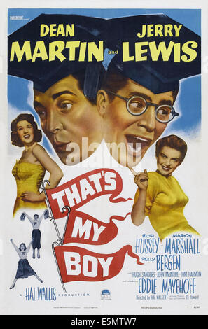 THAT'S MY BOY, US poster art, from left: Polly Bergen, Dean Martin, Jerry Lewis, Marion Marshall, 1951 Stock Photo