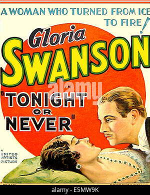 TONIGHT OR NEVER, from left on US poster art: Gloria Swanson, Melvyn Douglas, 1931 Stock Photo
