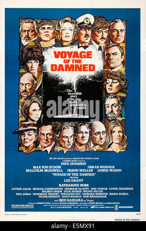 VOYAGE OF THE DAMNED, clockwise from top left: Orson Welles, Malcolm McDowell, Faye Dunaway, Max Von Sydow, Oskar Werner, James Stock Photo