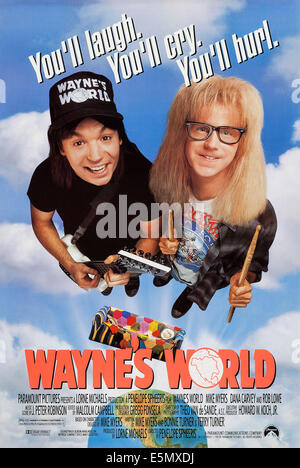 WAYNE'S WORLD, US poster art, Mike Myers, Dana Carvey, 1992, © Paramount/courtesy Everett Collection Stock Photo