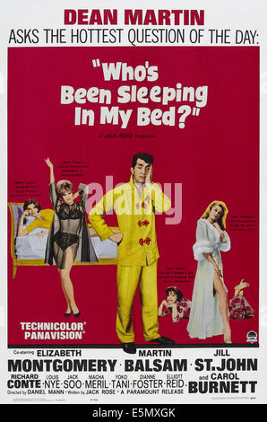 WHO'S BEEN SLEEPING IN MY BED, US poster art, from left: Macha Meril, Jill St. John, Dean Martin, Carol Burnett, Elizabeth Stock Photo