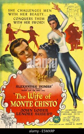 THE WIFE OF MONTE CRISTO, US poster, from left: John Loder, Lenore Aubert, 1946 Stock Photo