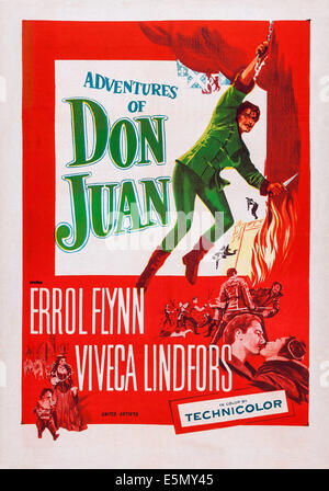 ADVENTURES OF DON JUAN, Errol Flynn, US poster art, 1949 Stock Photo