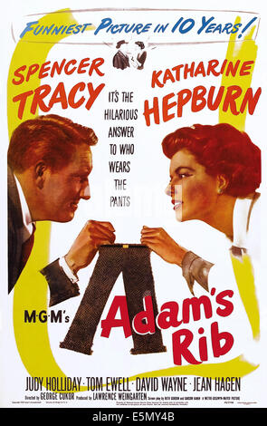 ADAM'S RIB, from left: Spencer Tracy, Katharine Hepburn, 1949. Stock Photo