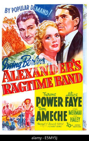 ALEXANDER'S RAGTIME BAND, US poster, top from left: Don Ameche, Alice Faye, Tyrone Power, 1938, TM and Copyright © 20th Century Stock Photo