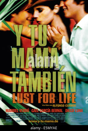 Y TU MAMA TAMBIEN, Diego Luna, Maribel Verdu, Gael Garcia Bernal, 2001 Stock Photo