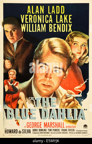 THE BLUE DAHLIA, from left: William Bendix, Doris Dowling, Alan Ladd, Veronica Lake, 1946, poster art Stock Photo