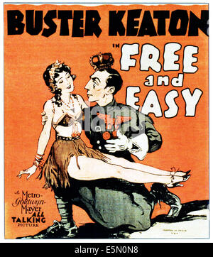 FREE AND EASY, right: Buster Keaton on window card, 1930. Stock Photo