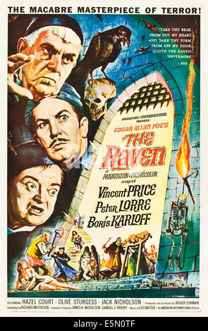 THE RAVEN, Peter Lorre, Boris Karloff, Vincent Price, 1963 Stock Photo