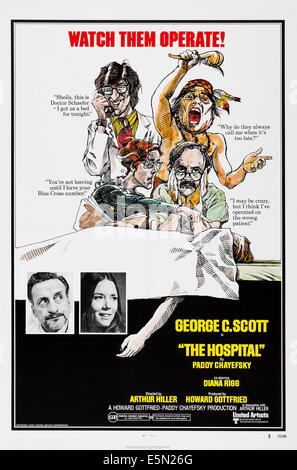 THE HOSPITAL, US poster art, bottom from left: George C. Scott, Diana Rigg, 1971. Stock Photo