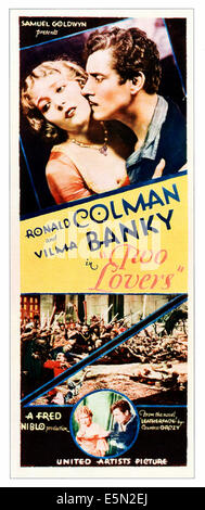 TWO LOVERS, top and bottom from left: Vilma Banky, Ronald Colman on insert poster, 1928. Stock Photo