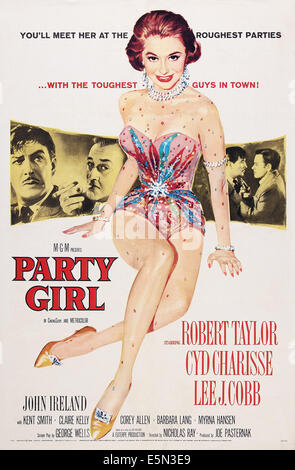 PARTY GIRL, US poster art, from left: Robert Taylor, Lee J. Cobb, Cyd Charisse, 1958 Stock Photo