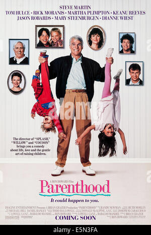 PARENTHOOD, US advance poster art, clockwise from top left: Mary Steenburgen, Tom Hulce, Rick Moranis, Alisan Porter, Steve Stock Photo