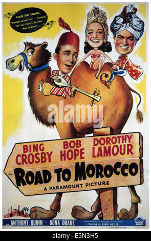 ROAD TO MOROCCO, from left: Bing Crosby, Dorothy Lamour, Bob Hope, 1942. Stock Photo