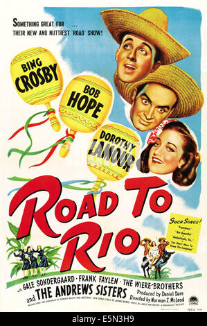 ROAD TO RIO, from top: Bing Crosby, Bob Hope, Dorothy Lamour, 1948 Stock Photo