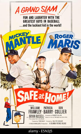 SAFE AT HOME!, Roger Maris, Patricia Barry, Mickey Mantle, 1962 Stock Photo  - Alamy