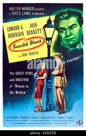 SCARLET STREET, from left: Joan Bennett, Dan Duryea, Edward G. Robinson, 1945. Stock Photo