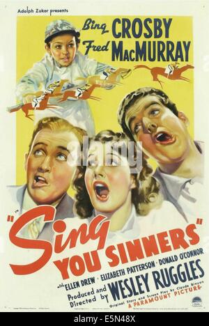 SING YOU SINNERS, top: Donald O'Connor, bottom from left: Bing Crosby, Ellen Drew, Fred MacMurray, 1938. Stock Photo