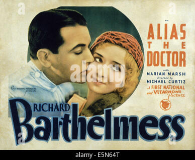 ALIAS THE DOCTOR, from left: Richard Barthelmess, Marian Marsh, 1932 Stock Photo