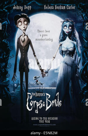 CORPSE BRIDE, U.S. advance poster, from left: Victor Van Dort, Corpse Bride, 2005. © Warner Brothers/courtesy Everett Collection Stock Photo