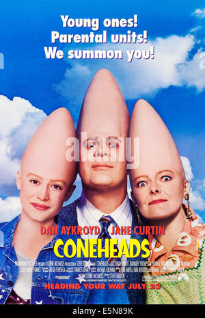 CONEHEADS, from left: Michelle Burke, Dan Aykroyd, Jane Curtin, 1993, © Paramount/courtesy Everett Collection Stock Photo