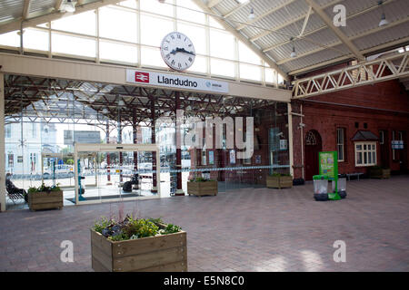 The new entrance to the Railway Station in Llandudno, Conwy North Wales Stock Photo