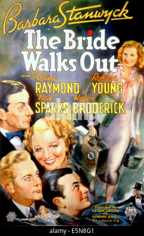 THE BRIDE WALKS OUT, Ned Sparks, Helen Broderick, Gene Raymond, Robert Young, Barbara Stanwyck, 1936 Stock Photo