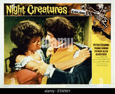 CAPTAIN CLEGG, (aka NIGHT CREATURES), US lobbycard, from left: Yvonne Romain, Martin Benson, 1962 Stock Photo