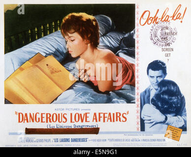 DANGEROUS LOVE AFFAIRS, (aka LES LIAISONS DANGEREUSES), from left: Jeanne Valerie, Gerard Philipe, 1959 Stock Photo