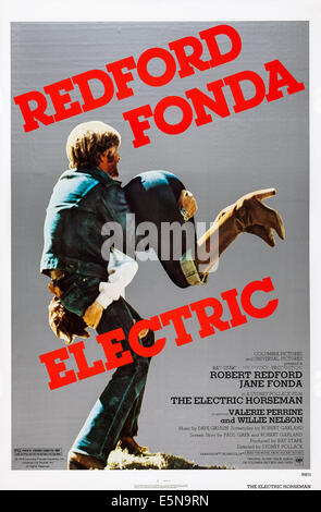 THE ELECTRIC HORSEMAN, US poster art, Robert Redford, Jane Fonda, 1979. ©Columbia/courtesy Everett Collection Stock Photo