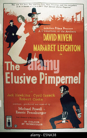 THE ELUSIVE PIMPERNEL, (aka THE FIGHTING PIMPERNEL), top from center: Margaret Leighton, David Niven, Jack Hawkins (bottom), Stock Photo