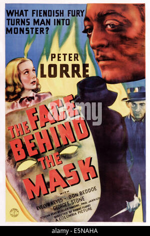 THE FACE BEHIND THE MASK, US poster art,  Evelyn Keyes, Peter Lorre, 1941 Stock Photo