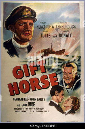 GIFT HORSE, (aka GLORY AT SEA), from top: Trevor Howard, Sonny Tufts, James Donald, Joan Rice, 1952 Stock Photo