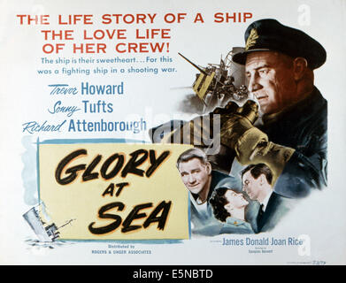 GIFT HORSE, (aka GLORY AT SEA), bottom from center: Sonny Tufts, Joan Rice, James Donald; top right:  Trevor Howard 1952 Stock Photo