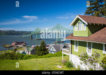 Views of the Astoria–Megler Bridge from Coxcomb Hill in Astoria, Oregon, USA. Stock Photo