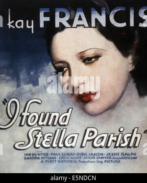 I FOUND STELLA PARISH, Kay Francis, Paul Lukas, 1935 Stock Photo - Alamy