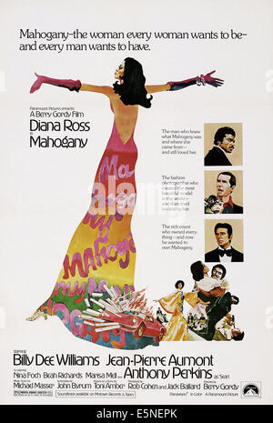 MAHOGANY, US poster art, left: Diana Ross; right from top: Billy Dee Williams, Anthony Perkins, Jean-Pierre Aumont, 1975 Stock Photo