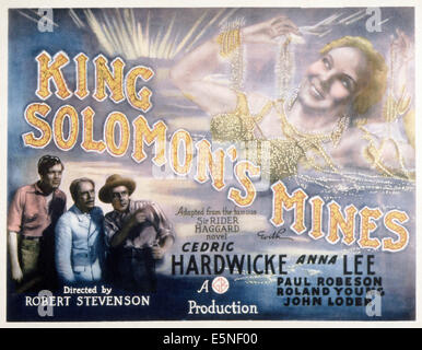 KING SOLOMON'S MINES, from left: John Loder, Roland Young, Cedric Hrdwicke, Anna Lee, 1937 Stock Photo