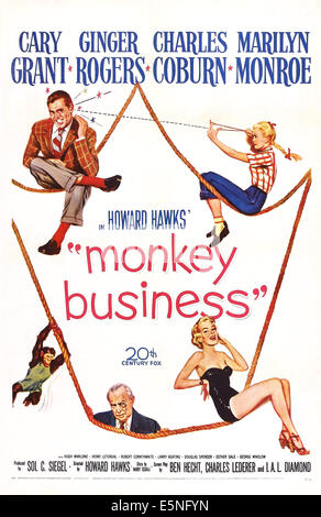 MONKEY BUSINESS, US poster art, Cary Grant, Ginger Rogers, Charles Coburn, Marilyn Monroe, 1952, ©20th Century Fox, TM & Stock Photo