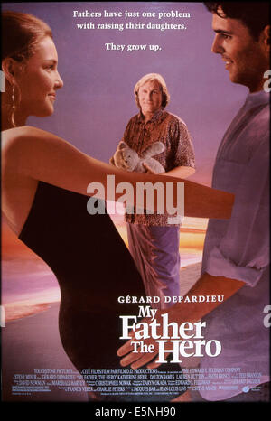 MY FATHER THE HERO, US poster, from left: Katherine Heigl, Gerard Depardieu (rear), Dalton James, 1994, © Buena Vista/courtesy Stock Photo