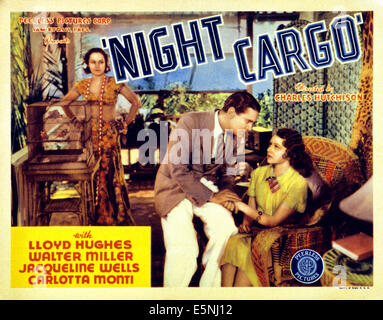 NIGHT CARGO, l-r: Carlotta Monti, Lloyd Hughes, Julie Bishop (aka Jacqueline Wells) on title lobbycard, 1936. Stock Photo