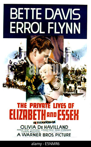 THE PRIVATE LIVES OF ELIZABETH AND ESSEX, Errol Flynn, Bette Davis, 1939 Stock Photo