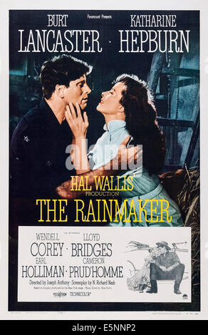 THE RAINMAKER, US poster art, from left: Burt Lancaster, Katharine Hepburn, 1956 Stock Photo