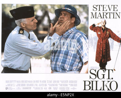 SGT. BILKO, US lobbycard, from left: Steve Martin, Dan Aykroyd, Steve Martin, 1996, © Universal/courtesy Everett Collection Stock Photo
