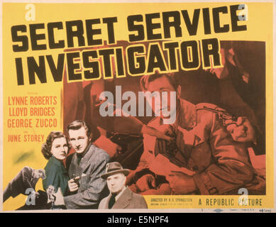 SECRET SERVICE INVESTIGATOR, US poster, bottom from left: Lynne Roberts, Lloyd Bridges, George Zucco, Llotd Bridges (top Stock Photo