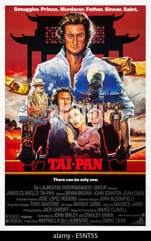 TAI-PAN, US poster, Bryan Brown (rear), front from left: Bryan Brown, Joan chen, John Stanton, 1986, © DeLaurentiis Stock Photo