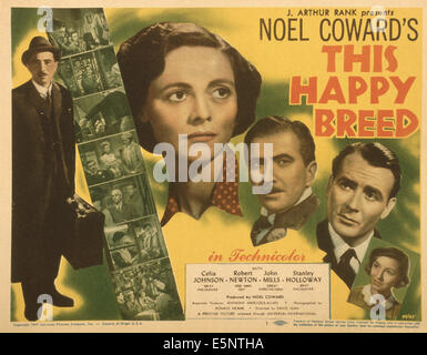 THIS HAPPY BREED, US poster, from left: Robert Newton, Celia Johnson, Robert Newton, John Mills, Kay Walsh, 1944 Stock Photo